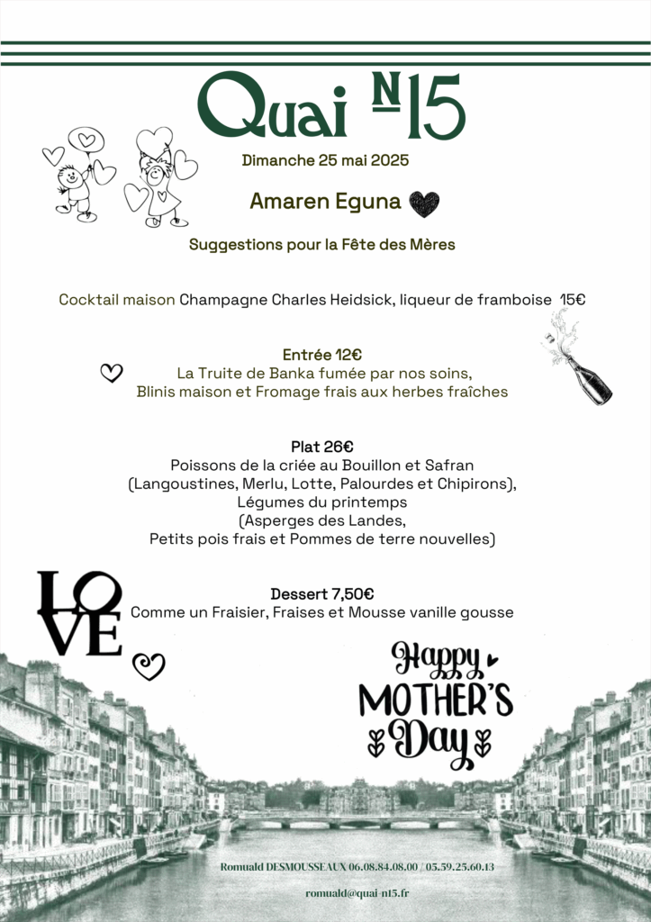 Menu Fête des mères