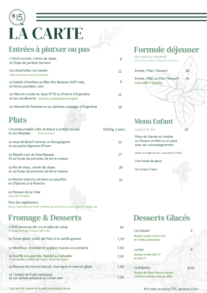 Carte janvier 2026 Quai N°15