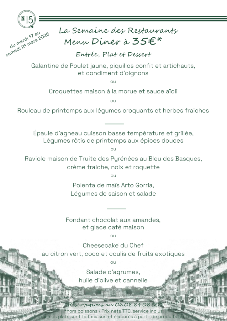 Semaine des restaurants mars 2026 - Dîner