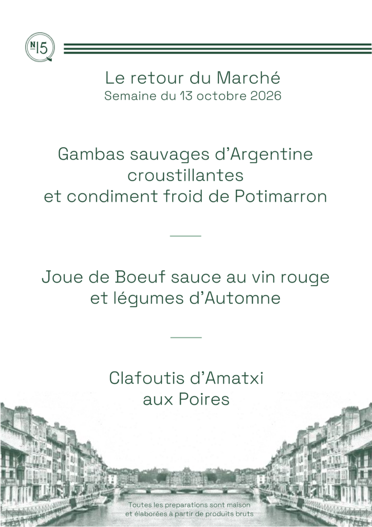Formule du marché du Quai N°15 servie le midi